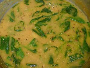 Spinach moong dal