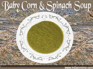 Baby Corn and Spinach Soup