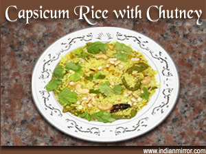 Capsicum Rice with chutney