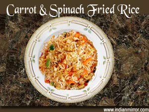 Microwave Carrot N Spinach Fried Rice