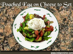 Poached Egg on Cheese to Set