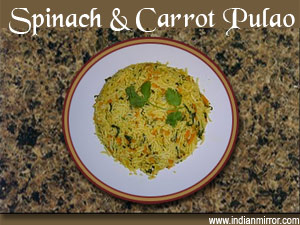 Spinach and Carrot Pulao