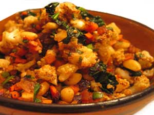 Cauliflower & spinach stir fry