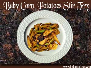 Baby Corn, Potatoes Stir Fry