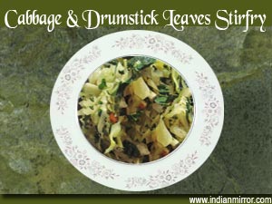Microwave Cabbage & Drumstick Leaves Stirfry