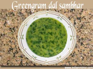 Greengram dal sambhar 